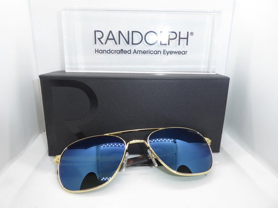 Randolph zonnebril, aviator AF 248, 23 karaat goud skyte gepolariseerd cobalt, maat 58
