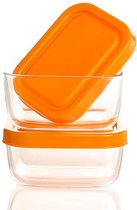 Pasabahce Voorraadbox/Voorraadpot - Oranje Deksel - 2 stuks - 500mL