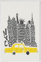 JUNIQE - Poster in kunststof lijst New York Cityscape -40x60 /Geel &