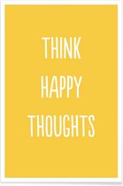 JUNIQE - Poster Happy Thoughts -13x18 /Geel