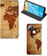 Wallet Bookcase OPPO A15 Telefoonhoesje Wereldkaart