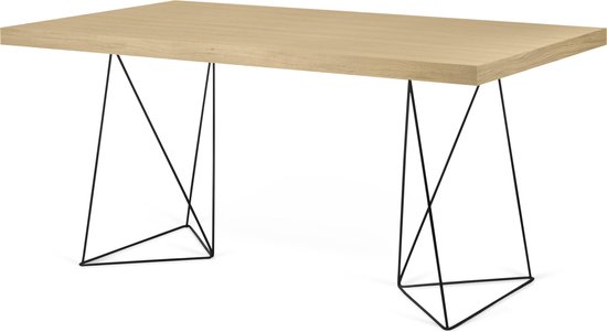 Temahome - Bureau - Eik fineer tafelblad - Lengte = 160 cm - Zwart metalen  onderstel | bol.com