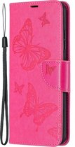 Nokia 1.4 Hoesje - Mobigear - Butterfly Serie - Kunstlederen Bookcase - Magenta - Hoesje Geschikt Voor Nokia 1.4