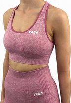 VANO WEAR Zomerse Sportoutfit / Fitness Kleding set voor Dames  / Sport Bikershort + Fitness BH (Roze)