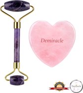 Demiracle® Face Roller & Gua Sha Love Bundle – Amethist – Rose Quartz – Face Rollers – Gezichtsmassage – Massagetools – Massage - Ontspanning – Kwaliteit