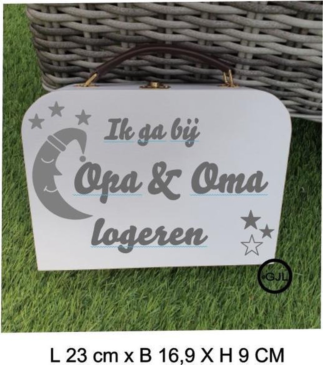Goedkoopste Houten koffertje - Ik ga slapen bij Opa en Oma - Baby - Kleuter - Geboorte - School - kraam cadeau - logeer koffer