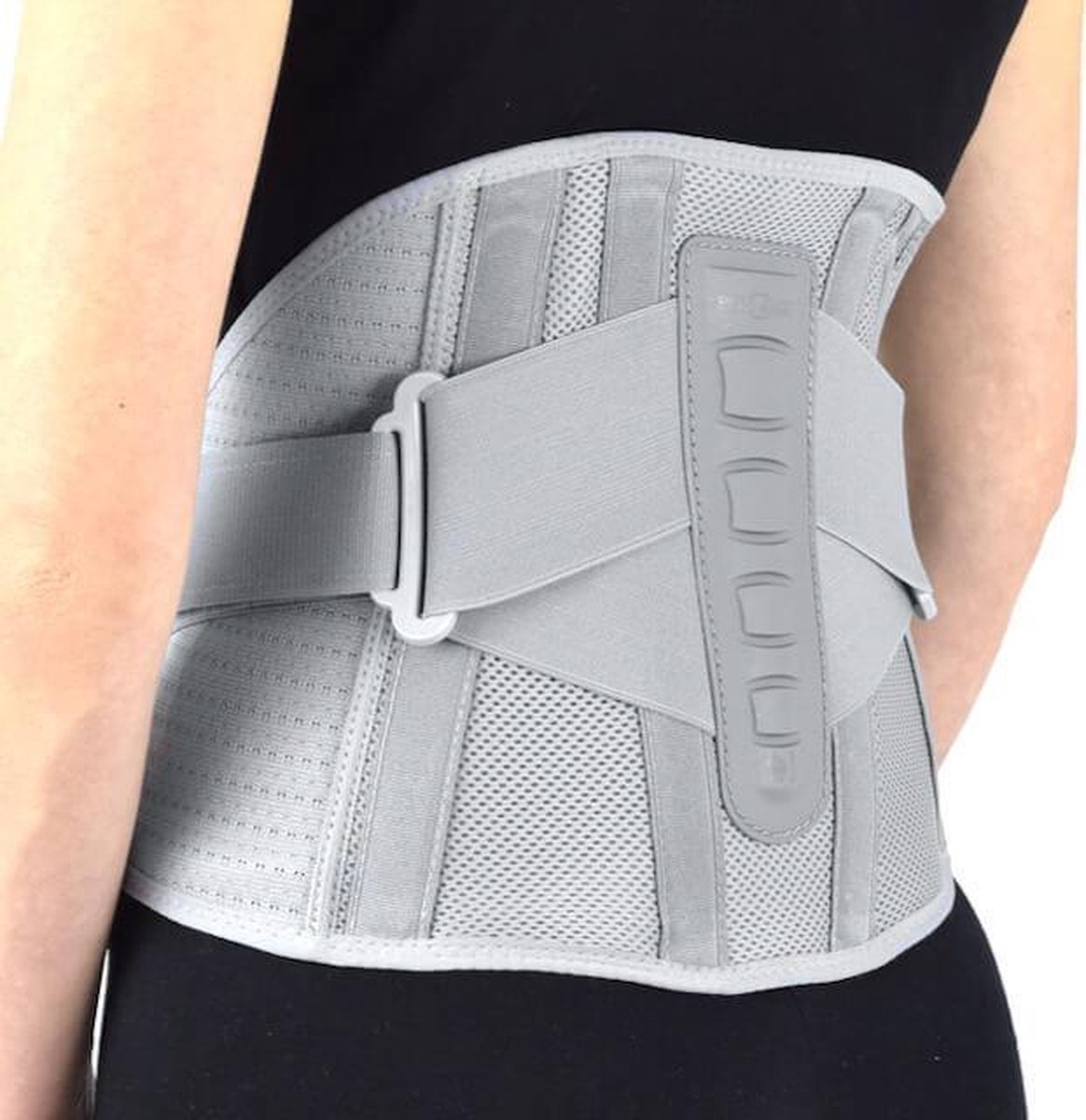 Reh4Mat Lumbale Rugbrace – Lage Rug Ondersteuning bij Hernia & Ischias – Met Baleinen & Extra Compressiebanden - XL - Grijs