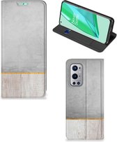 Magnet Case Cadeau voor Vader OnePlus 9 Pro Smartphone Hoesje Wood Beton