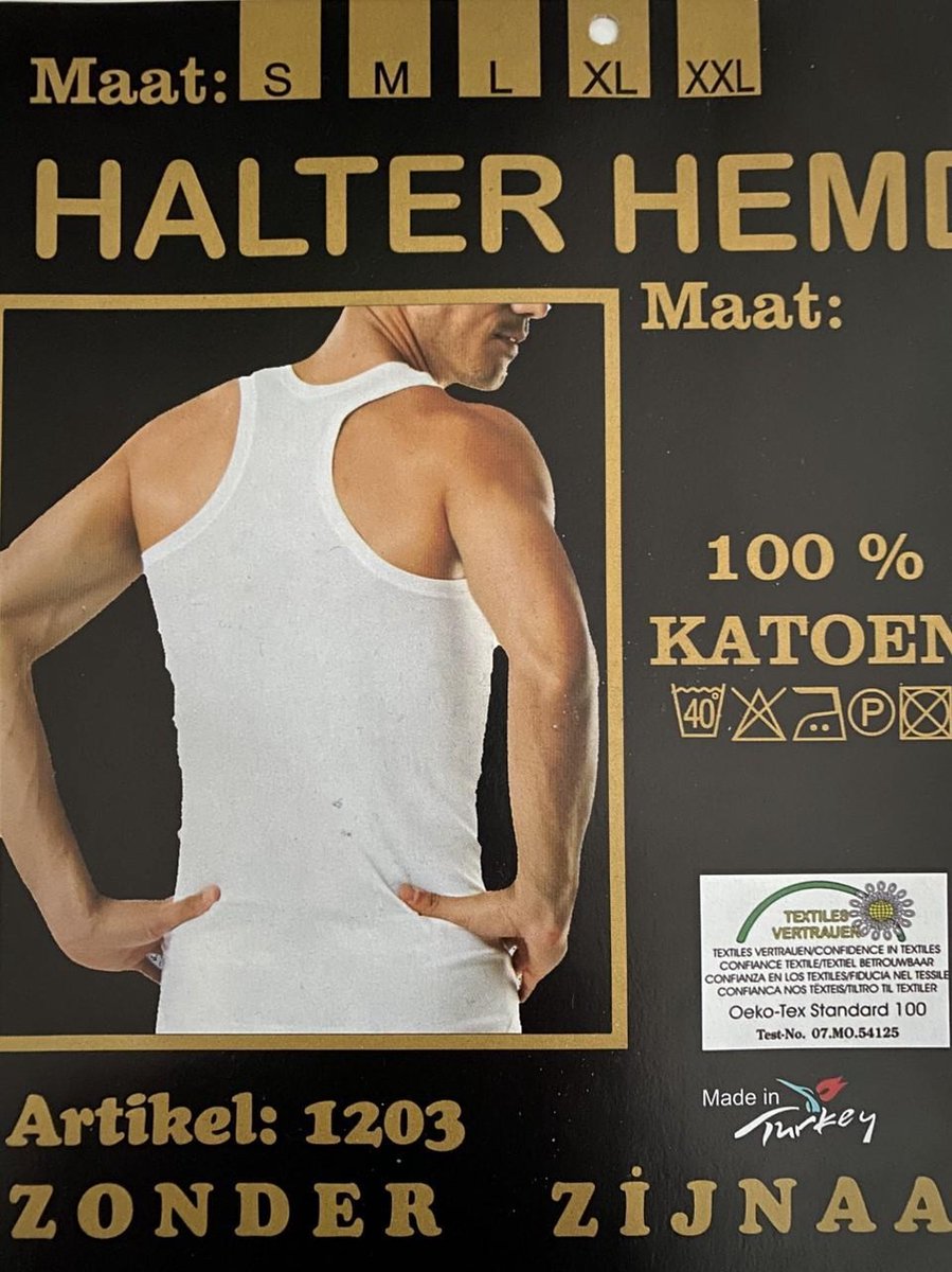 2-pack heren halterhemd katoen kobaltblauw maat S
