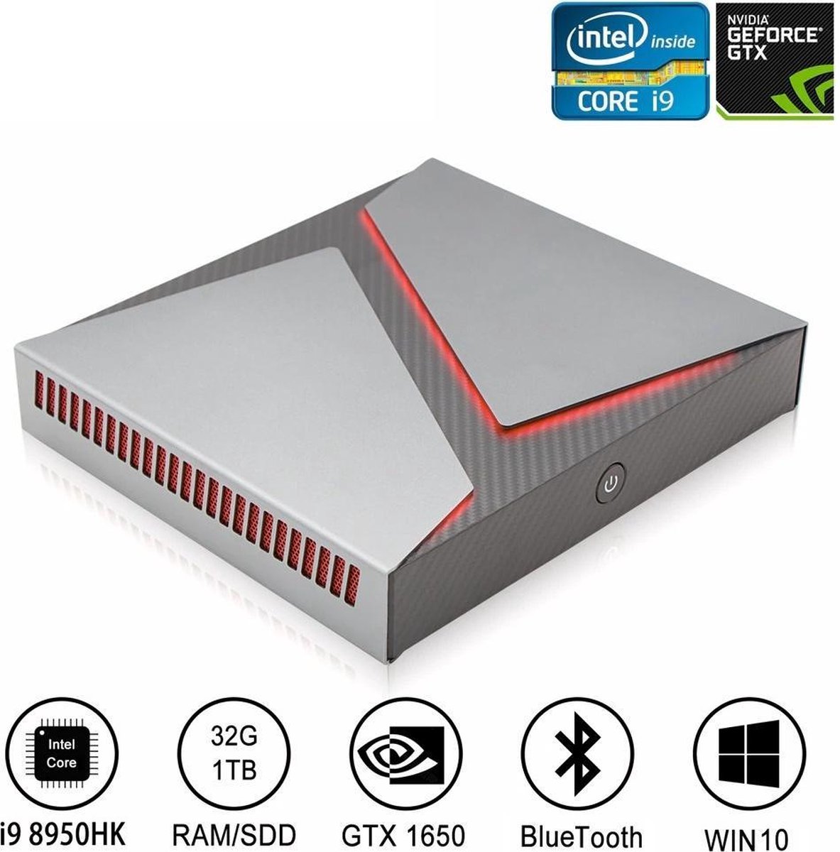 Elementkey GX1 - Game PC - i9 9880H - 32GB Ram - 512 GBS SSD - 1 TB HDD - Nvidia GTX 1650 - Gaming PC - Mini PC - Zwart