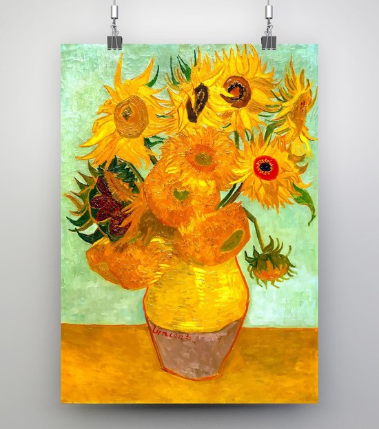 Poster Vaas met 12 zonnebloemen - Vincent van Gogh - 50x70cm | bol.com
