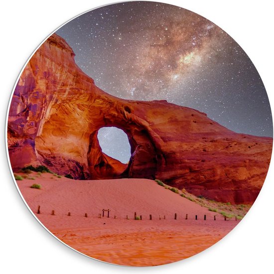 Forex Wandcirkel - Gat in Monument Valley, Arizona - 30x30cm Foto op Wandcirkel (met ophangsysteem)