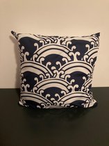 Kussenhoes Dark Blue-White - Donkerblauw-Wit - Sierkussen - 45x45 cm