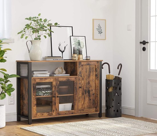 Buffet de cuisine, Avec Tiroir Et Étagère, Cadre En Acier, Style