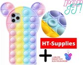 HT Supplies - Bunny fidget telefoonhoesje - Konijn - Fidget toys - Pop it - telefoonhoesje Iphone 11 - soft case + Gratis fidget toy!