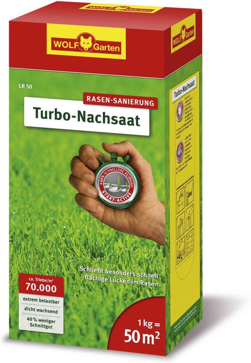 WOLF-Garten turbo-gazon herstel LR 50 - voor 50m2 - snelle ontwikkeling - betere groei - minder maaiafval - dik en veerkrachtig
