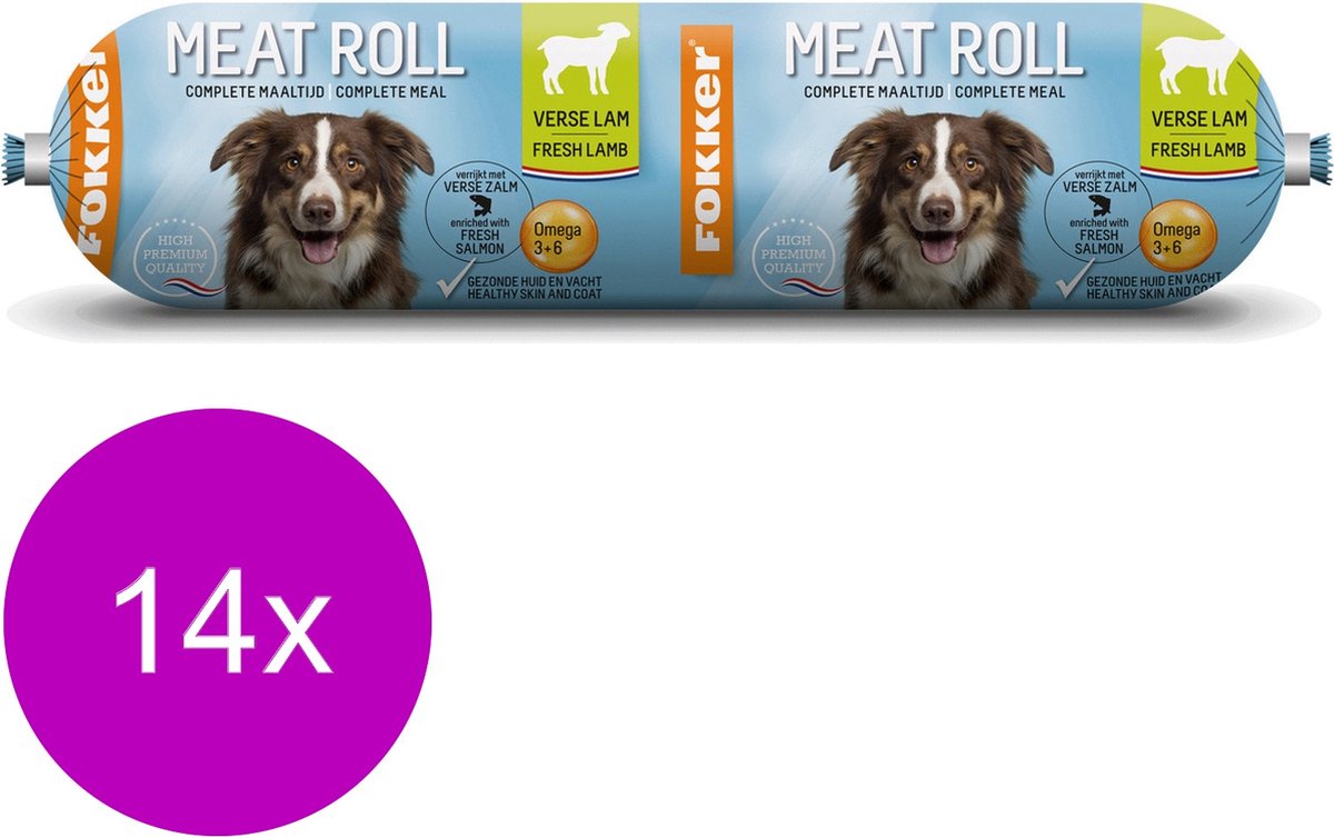 Fokker Fokker Dog Meat Roll - Hondenvoer - 14 x Lam 350 g