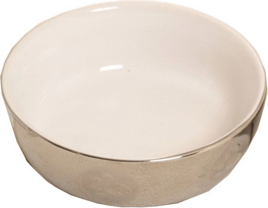 Kattendrinkschotel Royal Zilver/Wit 15 cm