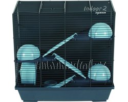 Zolux Blauw&Donkergrijs - - 29x51x47.5 cm Knaagdierenkooi - Konijn - Cavia - Rat - Chinchilla - Fret - Gerbil