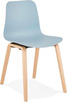 Alterego Scandinavische stoel 'PACIFIK' blauw met natuurlijk houten poten