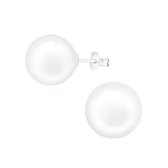 12 mm Zilveren 925 Glasparel wit oorstekers