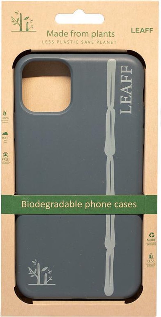- LEAFF Suikerriet Back Cover Softcase Hoesje Geschikt voor iPhone 11 Pro Max - Duurzaam Volledig Composteerbaar Blauw