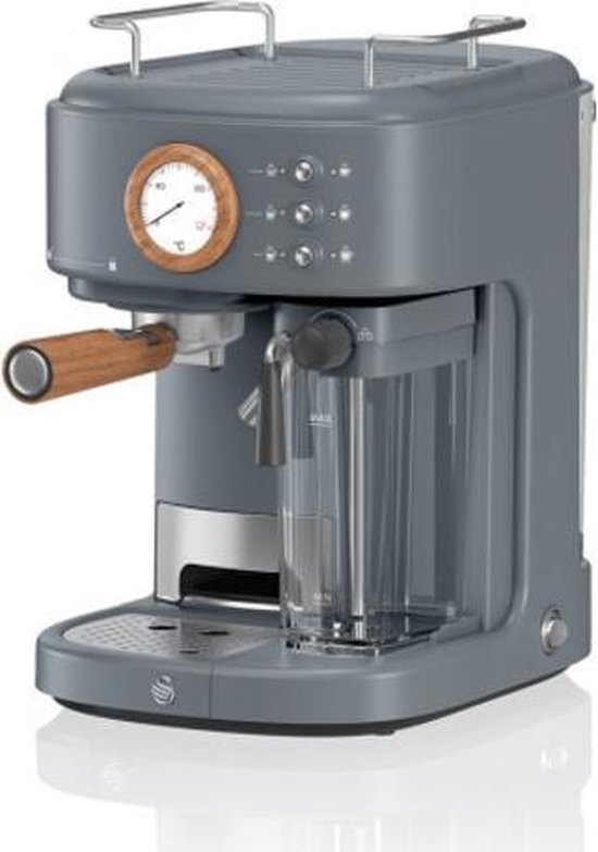 Swan One Touch Espressomachine – Gemalen Koffie & Koffiepads – Grijs