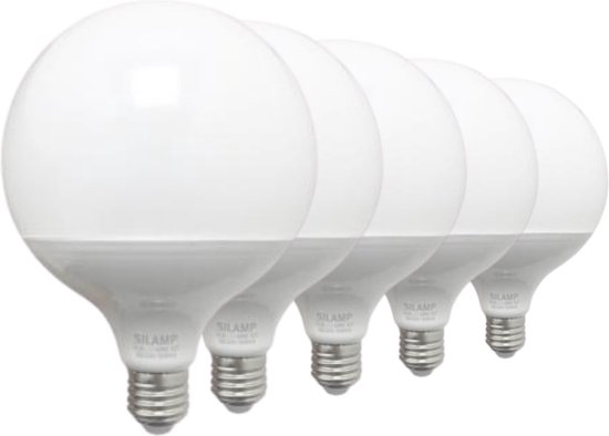 E27 LED-lamp 18W 220V G95 300 ° (5 stuks) - Wit licht - Overig - Pack de 5 - Wit Neutre 4000K - 5500K - SILUMEN