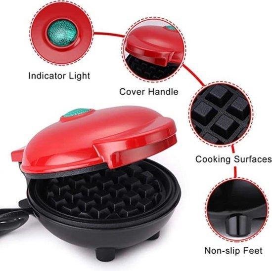 Mini wafelijzer - Non-Stick - Wafels - Mini Waffle maker - L16xB12xH8,5cm — afbeelding 4