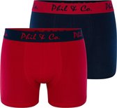 Phil & Co 2-Pack Boxershorts Heren Basic Rood - Maat M