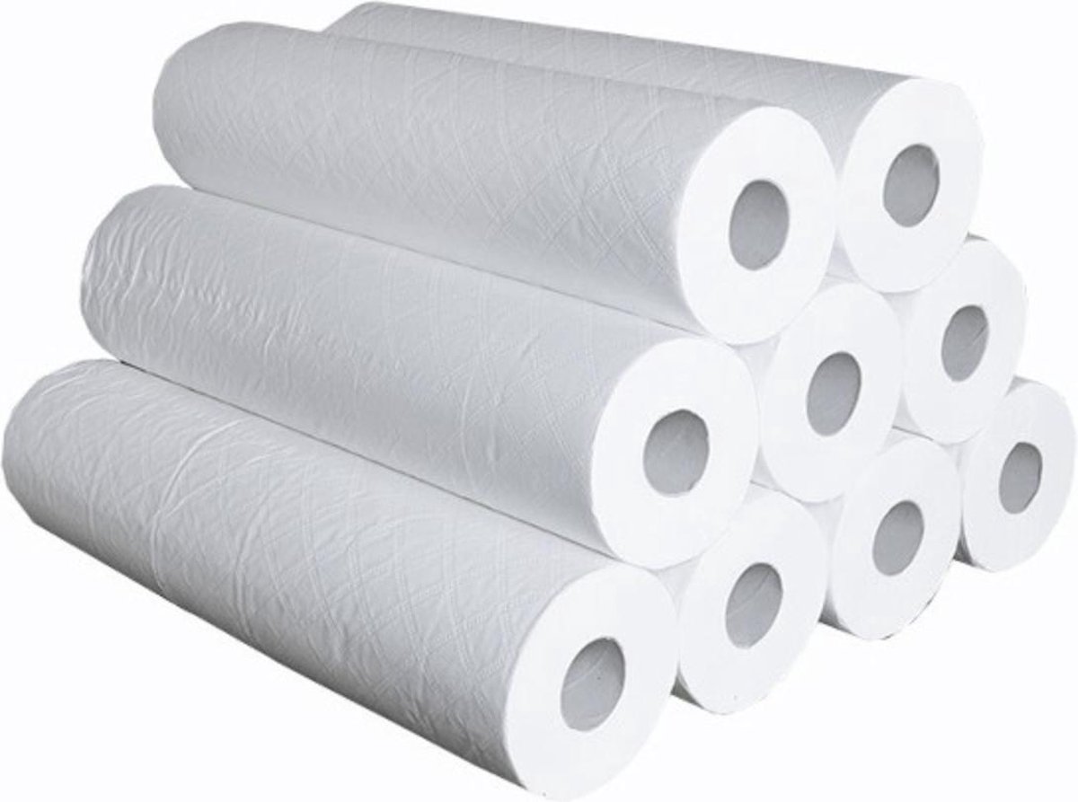 Goedkoopste Onderzoektafelpapier (12 stuks)- Massage tafel papier - Behandeltafelpapier - Onderzoeksbankpapier - Papier voor behandeltafel - Cellulose - HOGE KWALITEIT - 50 Meter - 60cm - 2 laags - wit