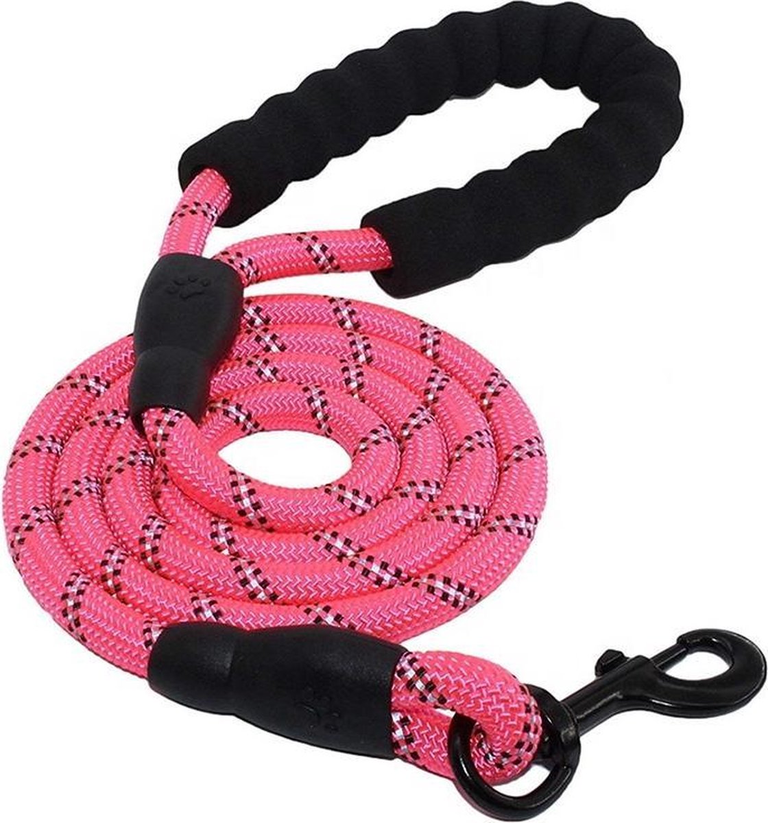 Bol.com Reflecterende Hondenriem – Nylon Hondenlijn – Honden Riem met Fijn Handvat – Roze – 150CM aanbieding