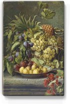 Stilleven met fruit - Adriana Johanna Haanen - 19,5 x 30 cm - Niet van echt te onderscheiden houten schilderijtje - Mooier dan een schilderij op canvas - Laqueprint.