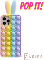 Casies Apple iPhone Xr Bunny Pop It Fidget toy telefoonhoesje - Rainbow case konijn - Gezien op TikTok - Soft case hoesje - Fidget Toys