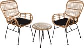 Relaxwonen - tuinset Rattan - 2 stoelen & tafel - Kwaliteit - Trend 2023