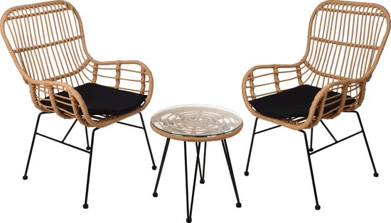 Relaxwonen - tuinset Rattan - 2 stoelen & tafel - Kwaliteit - Trend 2021