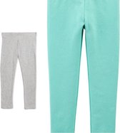 Kinder Legging | 2 Stuks | Groen | Grijs | Maat 128-140 | 95% Katoen