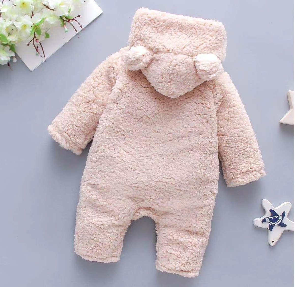 Budino® Baby Onesie - Baby Romper - Baby Pyjama - Baby Pakje - Baby Verkleedkleding - Carnavalskleding - Dier - Dear Beer - Beige — afbeelding 2