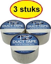 IT'z Duct Tape 33- Glow in the dark Wit 3 stuks  48 mm x 5m |  tape - plakband - ducktape - ductape