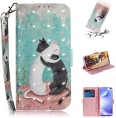 Voor Xiaomi Redmi K30 3D Schilderen Horizontale Flip Leren Case met Houder & Kaartsleuf & Portemonnee & Lanyard (Zwart-witte kat)