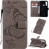 Voor Xiaomi Redmi Note 8T Pressed Printing Butterfly Pattern Horizontale Flip PU Leather Case met houder & kaartsleuven & portemonnee & Lanyard (grijs)