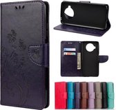 Voor Geschikt voor Xiaomi Mi 10T Lite 5G Vlinders Liefde Bloemen Embossing Horizontale Flip Leren Case met Houder & Kaartsleuven & Portemonnee (Donkerpaars)