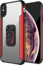 PC + TPU + metalen schokbestendige beschermhoes met ringhouder voor iPhone XS Max (rood)