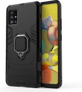 Voor Samsung Galaxy A51 5G schokbestendige pc + TPU beschermhoes met magnetische ringhouder (zwart)