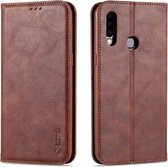 Voor Samsung Galaxy A20s AZNS Retro Textuur Magnetische Horizontale Flip PU Leather Case met Houder & Kaartsleuven & Fotolijst (Koffie)