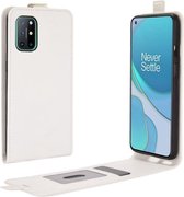 Voor OnePlus 8T R64 Texture enkele verticale flip lederen beschermhoes met kaartsleuven en fotolijst (wit)