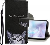 Voor Xiaomi Mi Note 10 Pro Gekleurde Tekening Patroon Horizontale Flip Leren Case met Houder & Kaartsleuven & Portemonnee (Kleine Kat)