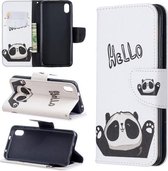 Gekleurde tekening patroon horizontale flip lederen tas met houder & kaartsleuven & portemonnee voor Xiaomi Redmi 7A (Hello Panda)