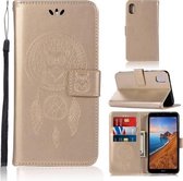 Windgong Uil Embossing Patroon Horizontale Flip lederen tas met houder & kaartsleuven & portemonnee voor Xiaomi Redmi 7A (goud)