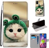 Voor Samsung Galaxy M51 Gekleurde Tekening Cross Textuur Horizontale Flip PU Lederen Case met Houder & Kaartsleuven & Portemonnee & Lanyard (Frog Kitten)